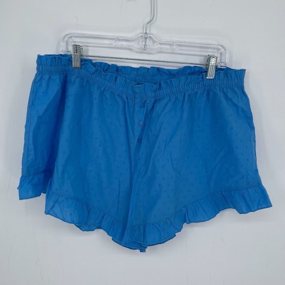 Colsie Women's Blue Swiss‎ Dot Ruffle Paperbag Waist Sleep Pajama Shorts Size XL